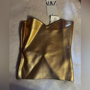 Zara gold metallic tube top